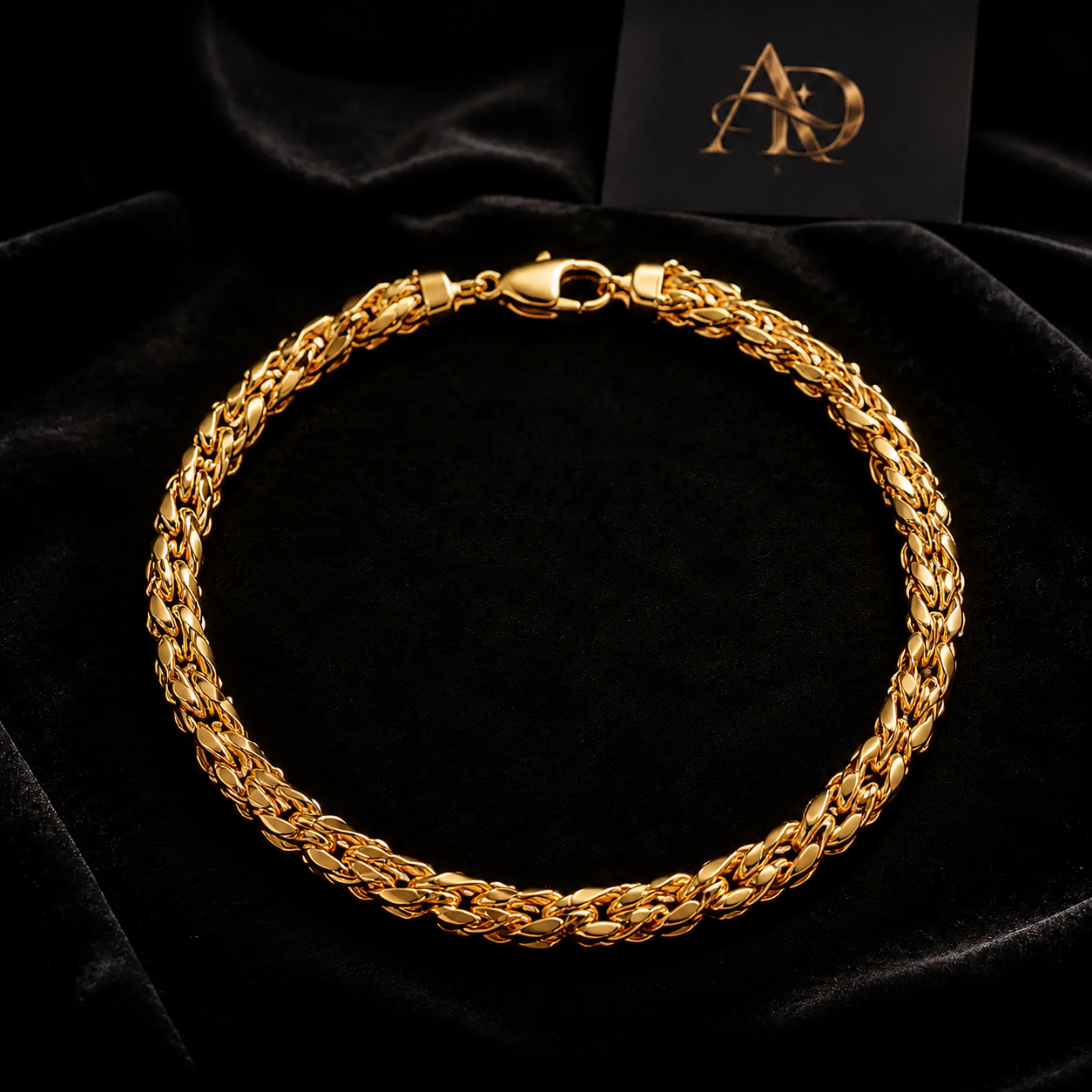 AUREO_HOME | Pulsera Bizantina Aureo — 5 mm | Dorado | Logo Aureo District