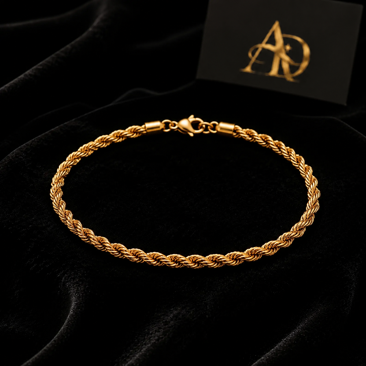 AUREO_HOME | Pulsera Rope Aureo — 4 mm | Dorado | Logo Aureo District